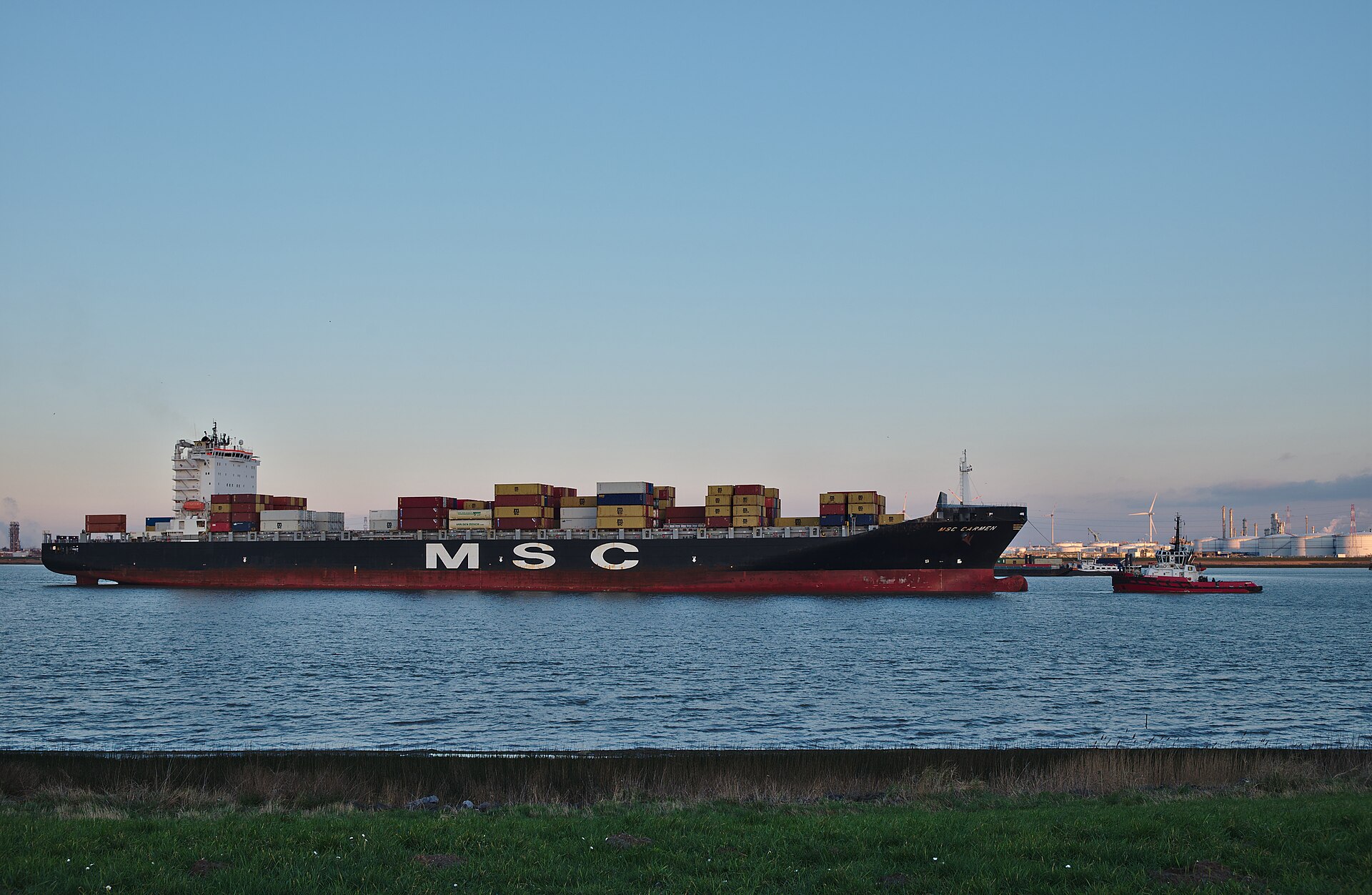 Container ship at port